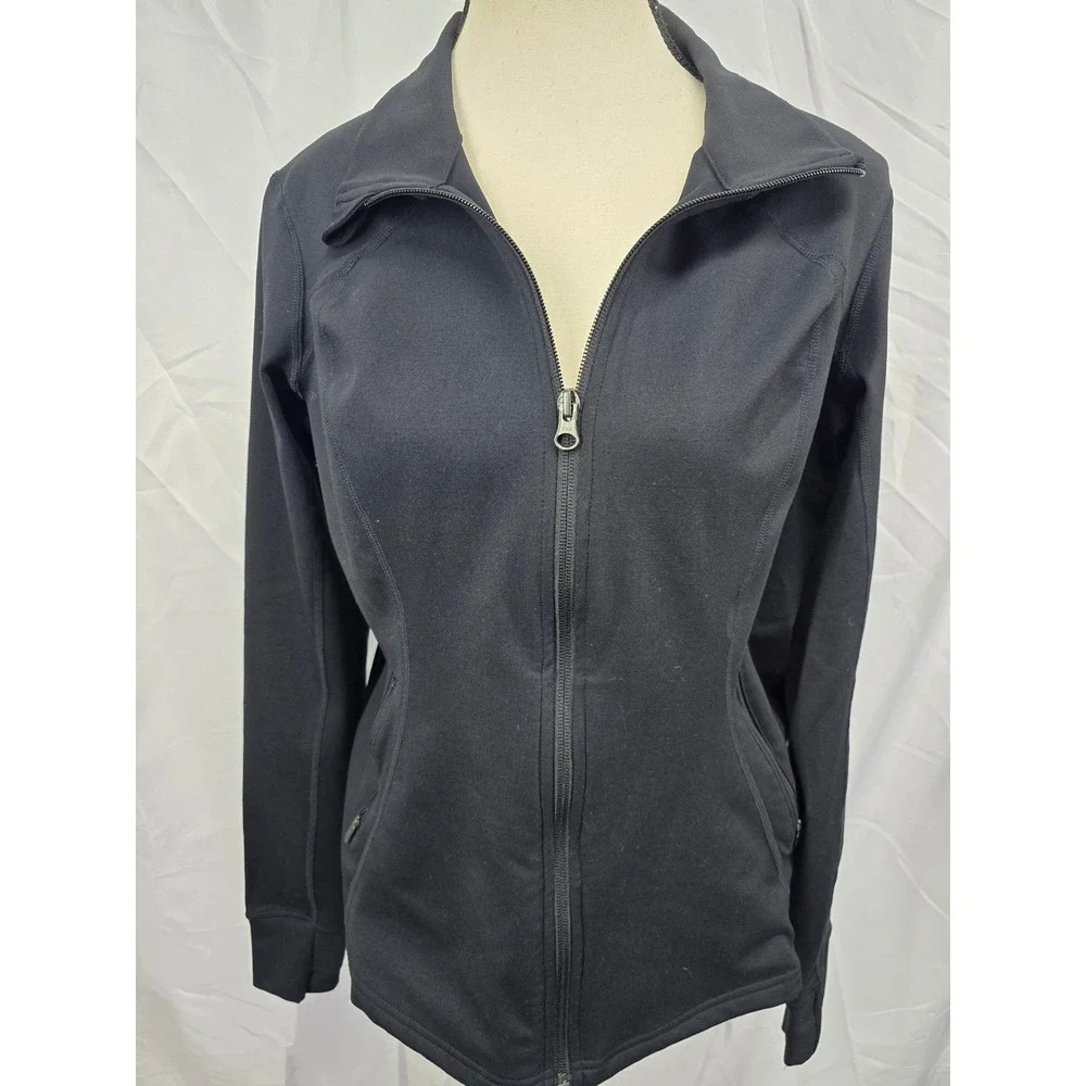 Zella Womens Black Full Zip Athletic Track Jacket Size Large Activewear Yoga - Picture 1 of 5